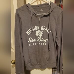Mission Beach San Diego California Hoodie - Gray with White Print